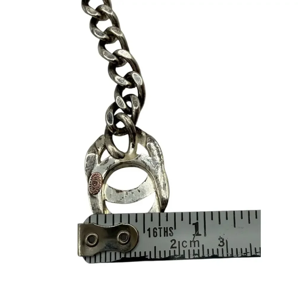 CHANEL Vintage 1996 Silver-Tone CC Turn Lock Chain Necklace